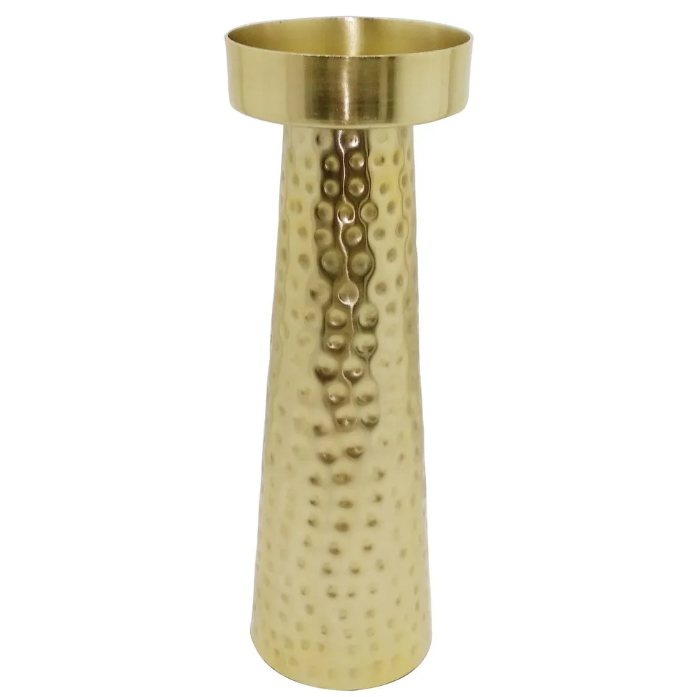 12″ Gold Hammered Candle Holder Decor