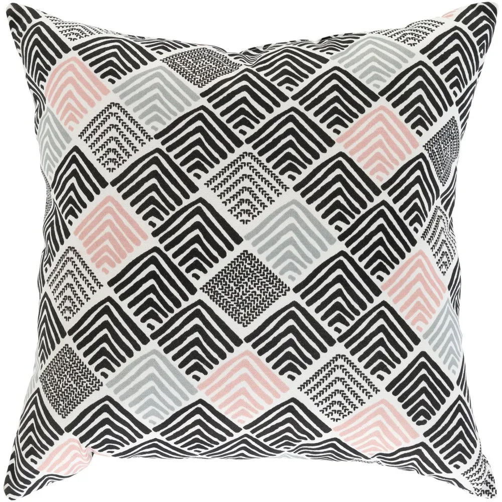 Black and White Geometric Pattern Square Outdoor Patio Throw Pillow 20”
