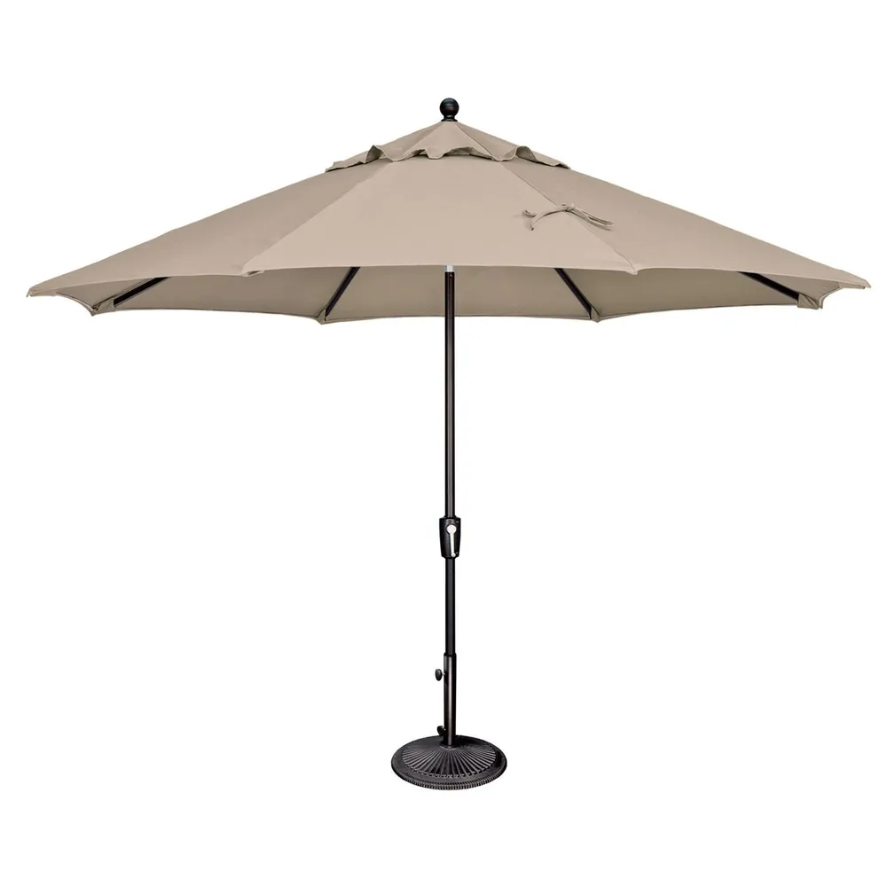 11ft Outdoor Patio Octagon Umbrella with Black Push Button Tilt, Beige