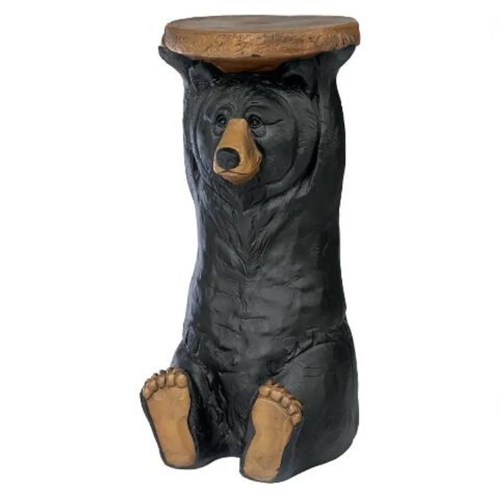 Forest Bear Sculptural Pedestal Table – 24″