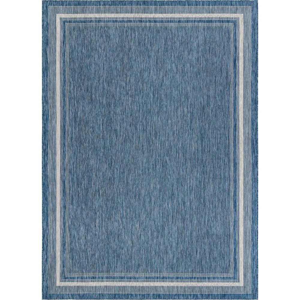 10′ x 14′ Blue and Beige Solid Rectangular Outdoor Area Throw Rug