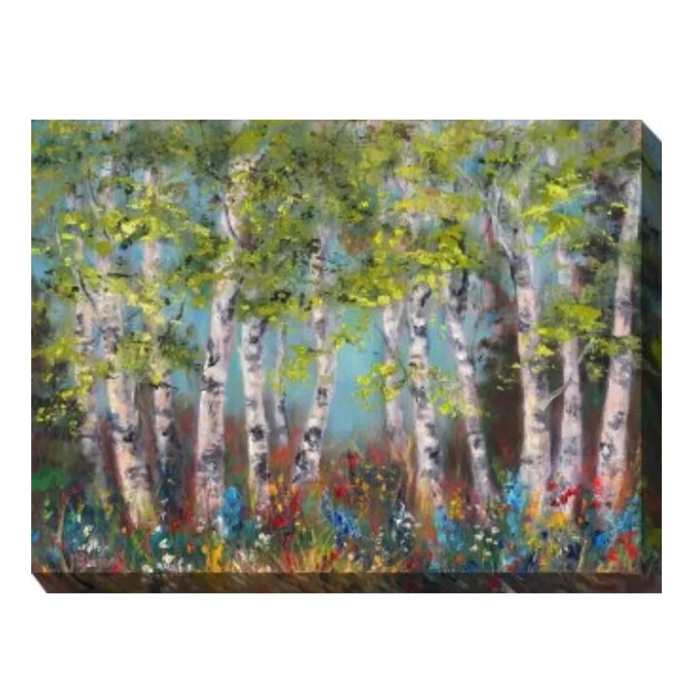 Green and Yellow Wildflower Grove Outdoor Canvas Rectangular Wall Art Decor 30″ x 40″