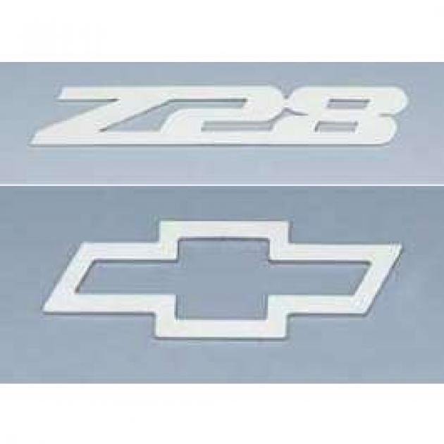 Camaro Emblem Set, Z28 & Outlined Bowtie, Stainless Steel, 1993-2002