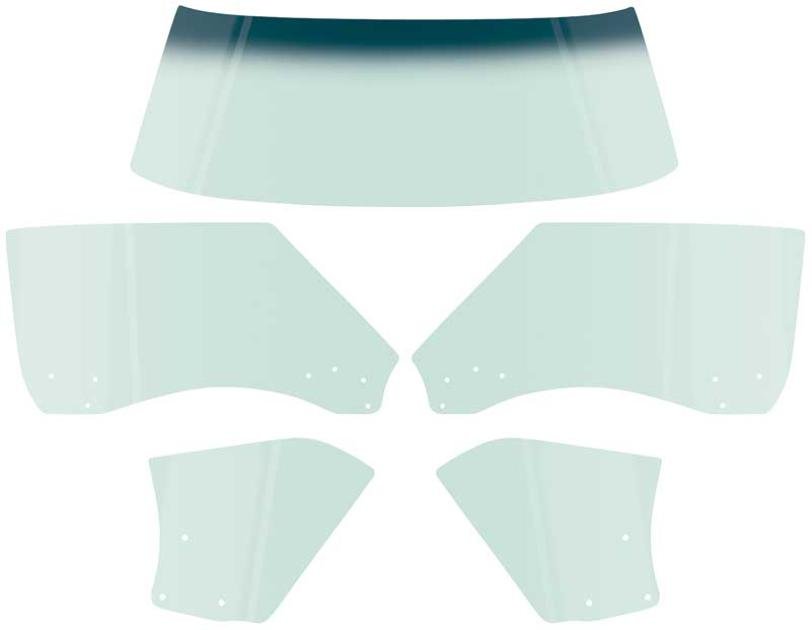 1968-69 Camaro / Firebird Convertible, 5 Piece Glass Kit, Light Green Tint