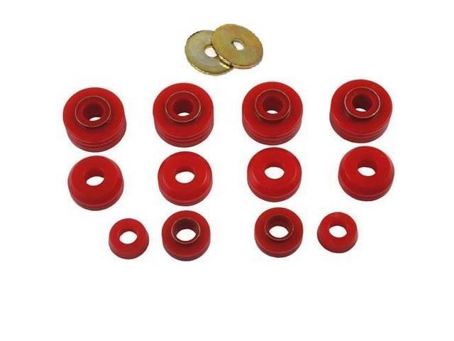 Cab Mount Kit, Polyurethane Bushings, Red