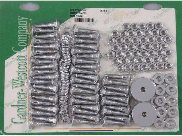Bed Wood Strips Nut Kit, Chrome Hex Nuts