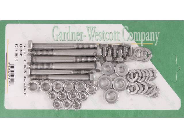Tailgate Hinge & Taillight Bracket Mounting Kit, Polished Stainless Steel Hex Head Bolts with Hex Nuts