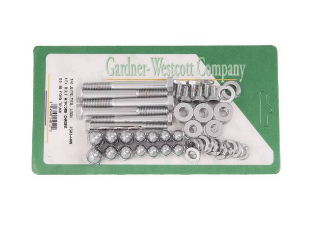 Tailgate Hinge & Taillight Bracket Mounting Kit, Chrome Hex Head Bolts with Acorn Nuts