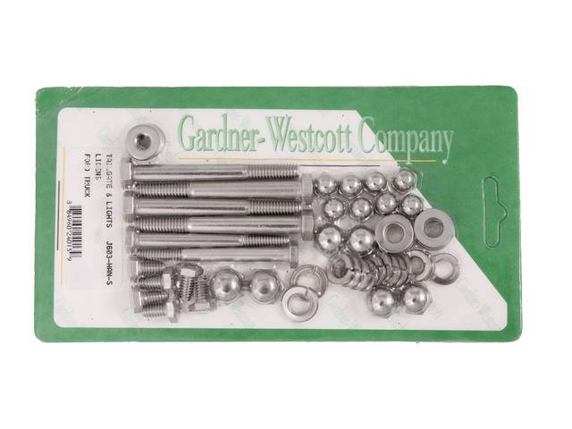 Tailgate Hinge & Taillight Bracket Mounting Kit, Stainless Steel Hex Head Bolts with Acorn Nuts