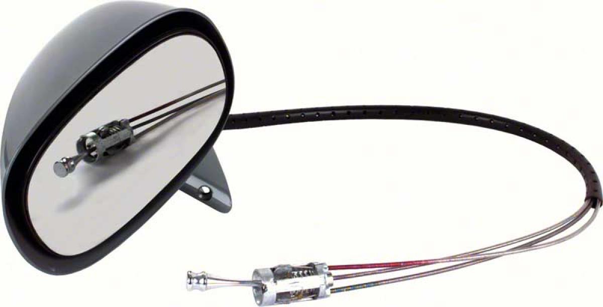 1970-81 Camaro, Firebird, Nova, Monza, Sunbird, Vega, "Bullet Style" Remote Outer Door Mirror, with Cable, LH Drivers Side