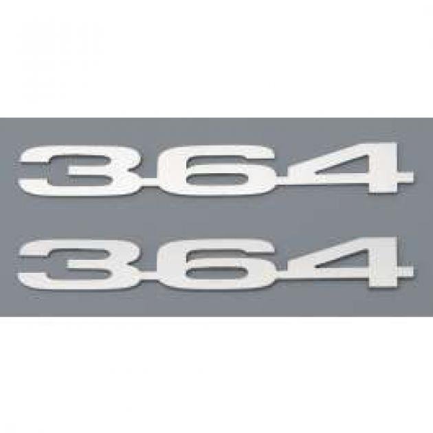 Camaro Cowl Induction Hood Emblems, 364ci, Stainless Steel