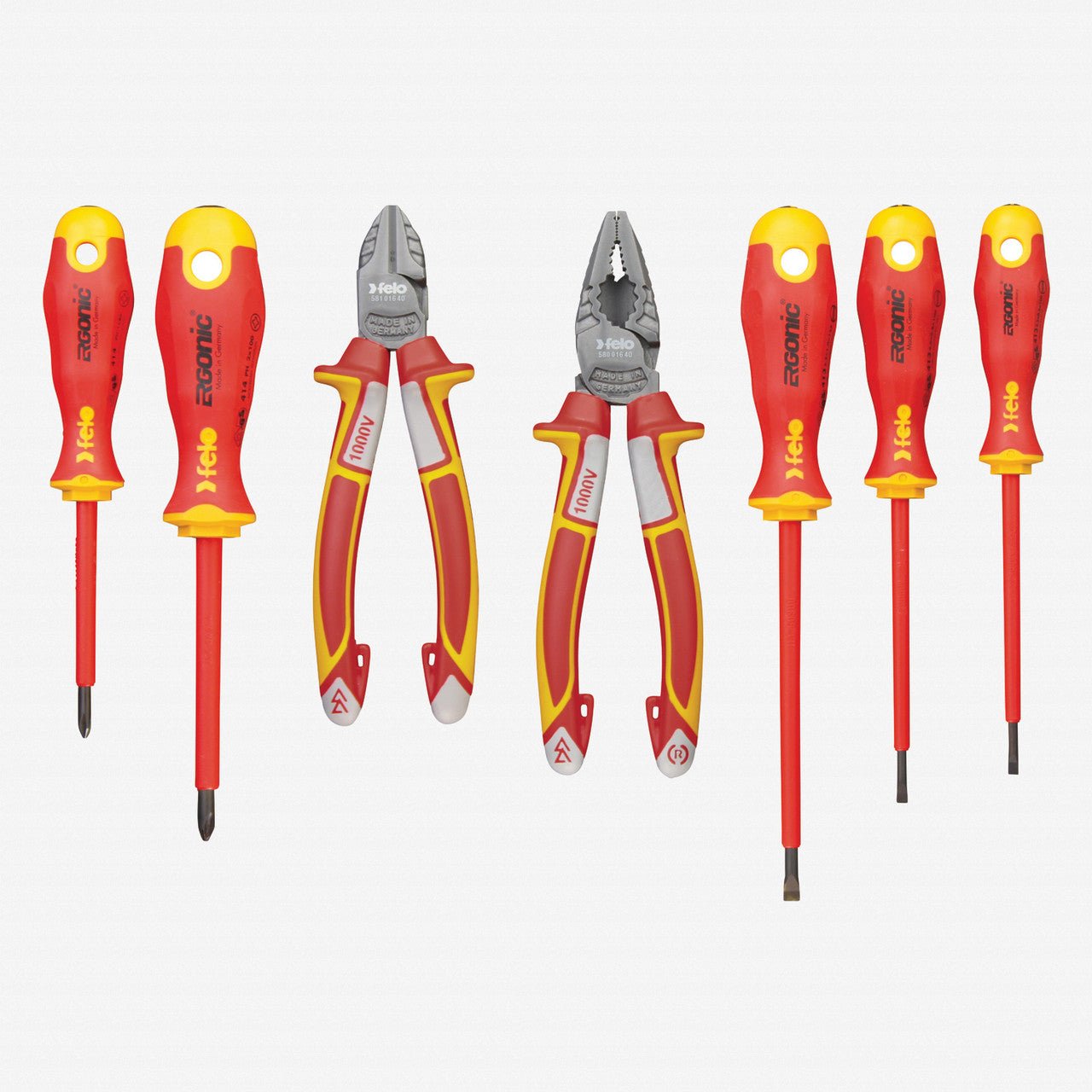 Felo 8 Piece XL Insulated Tool Set - Pliers and Screwdrivers