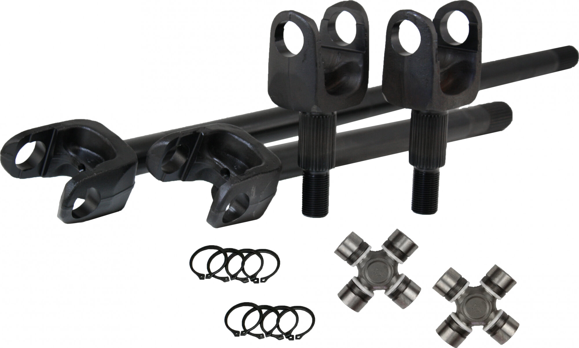Revolution Gear and Axle RAK30-TJ-27-REV 4340 Chromoly Front Axle Kit - 27 Spline with Dana Spicer 5-7166X U-Joints for 97-06 Jeep Wrangle TJ with Dana 30 Front Axle