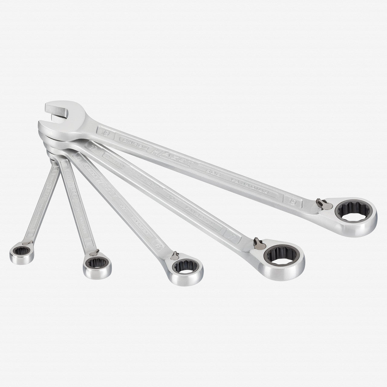 Hazet 606/5 Ratcheting combination wrench set 5 pc metric 8-19mm