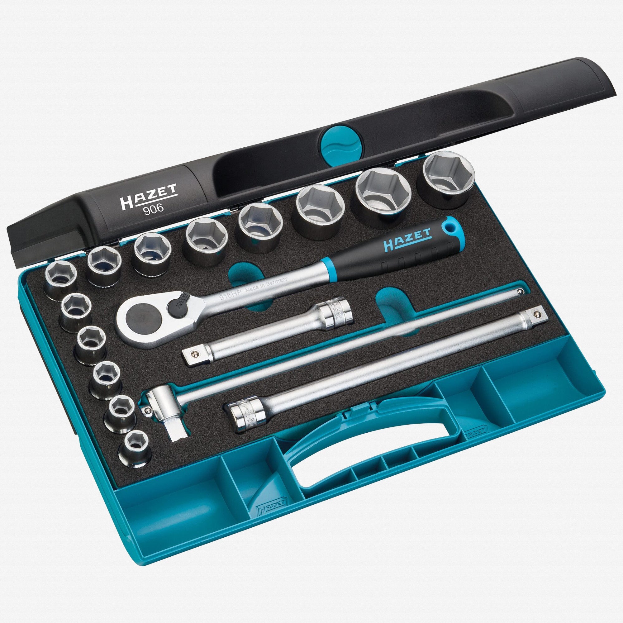 Hazet 906 1/2" Metric Socket Set, 10-32 mm, 17 Pieces