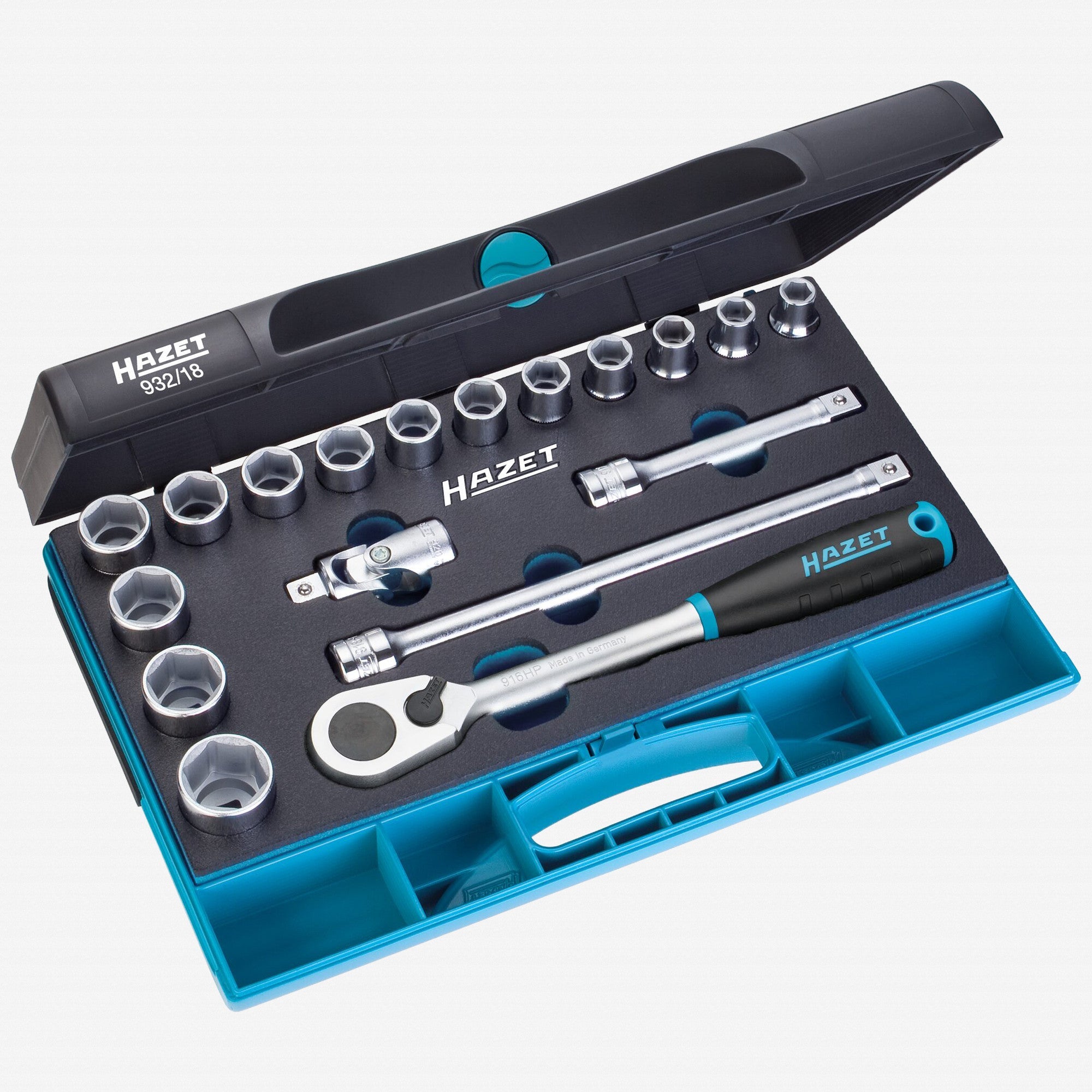 Hazet 932/18 1/2" Metric Socket Set, 18 Pieces