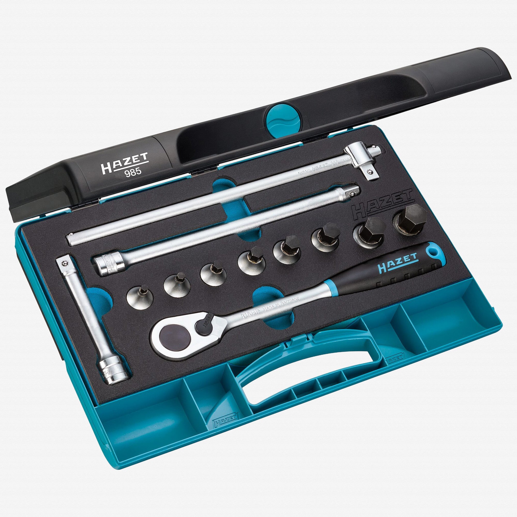 Hazet 985 1/2" Metric Inside Hex Socket Set, 12 Pieces