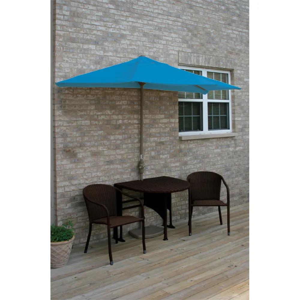 5-Pc Terrace Mates Half-Oval Outdoor Wicker Furniture 9′ – Blue Sunbrella/Java