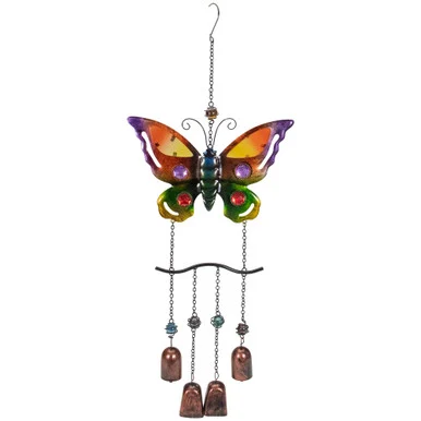 Melodic 24″ Purple and Bronze Butterfly Garden Windchime – Serene Outdoor Décor