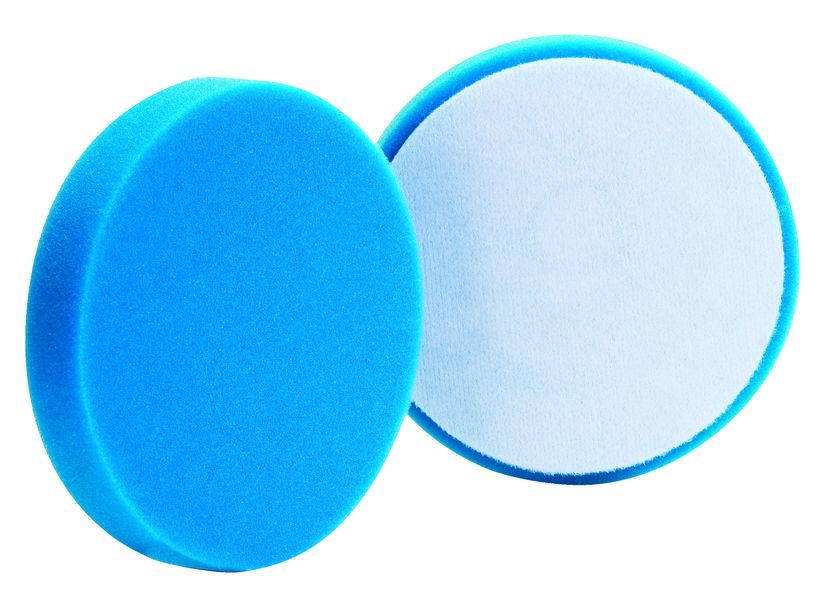 Buff and Shine Dual Headed Polisher Pad, 4 In Diameter, Polyester Foam, Blue, Grip Pad Attachme