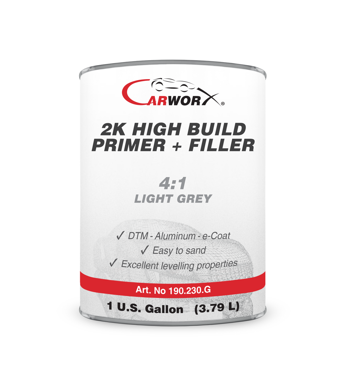 Carworx 190230G 2K High Build Primer plus Filler 1 gal Gray for Steel, Aluminum and Plastic