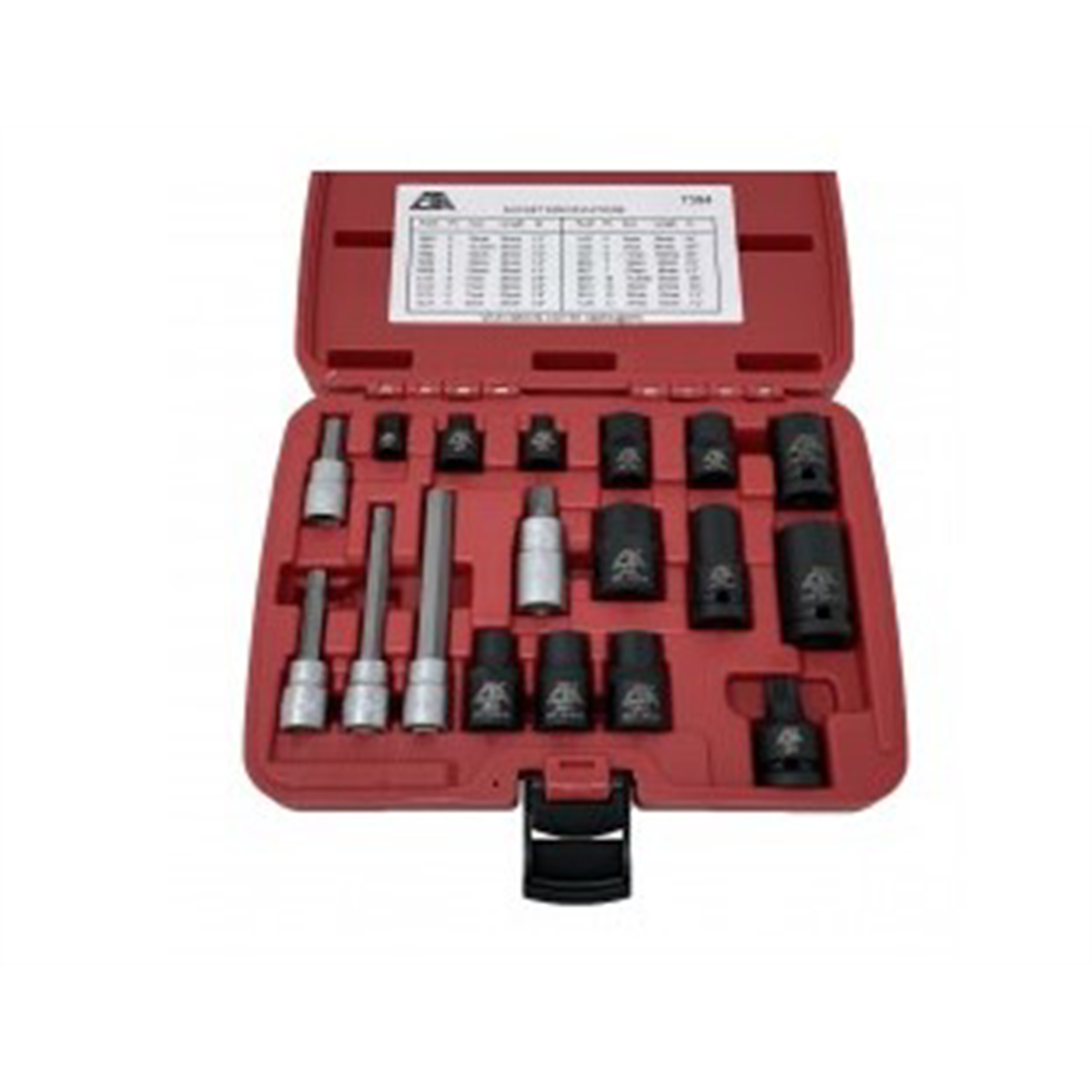 CTA Manufacturing 18 Piece Euro Brake Caliper Socket Set 7394, sizes 7-pt × 7mm to 12-pt × 14mm for
