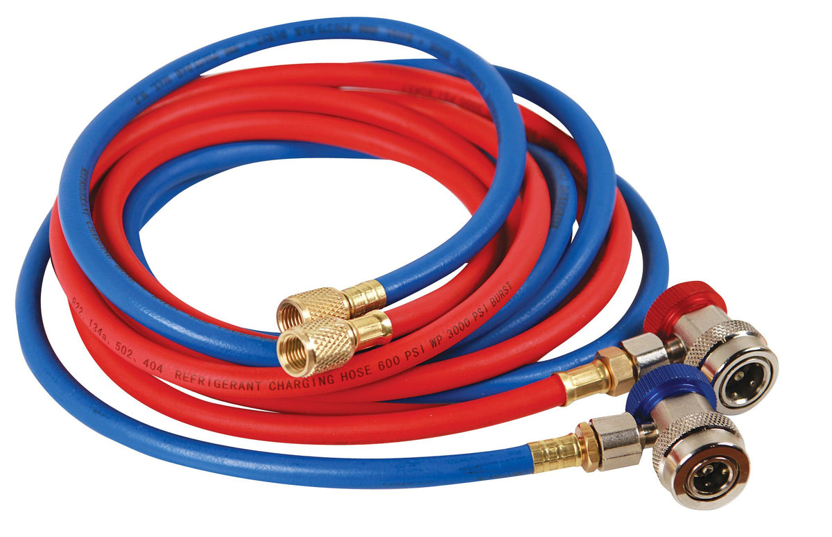 FJC Refrigerant 6448 R-134a Charging Hose and Coupler Set with Brass Fittings and Rubber Hose