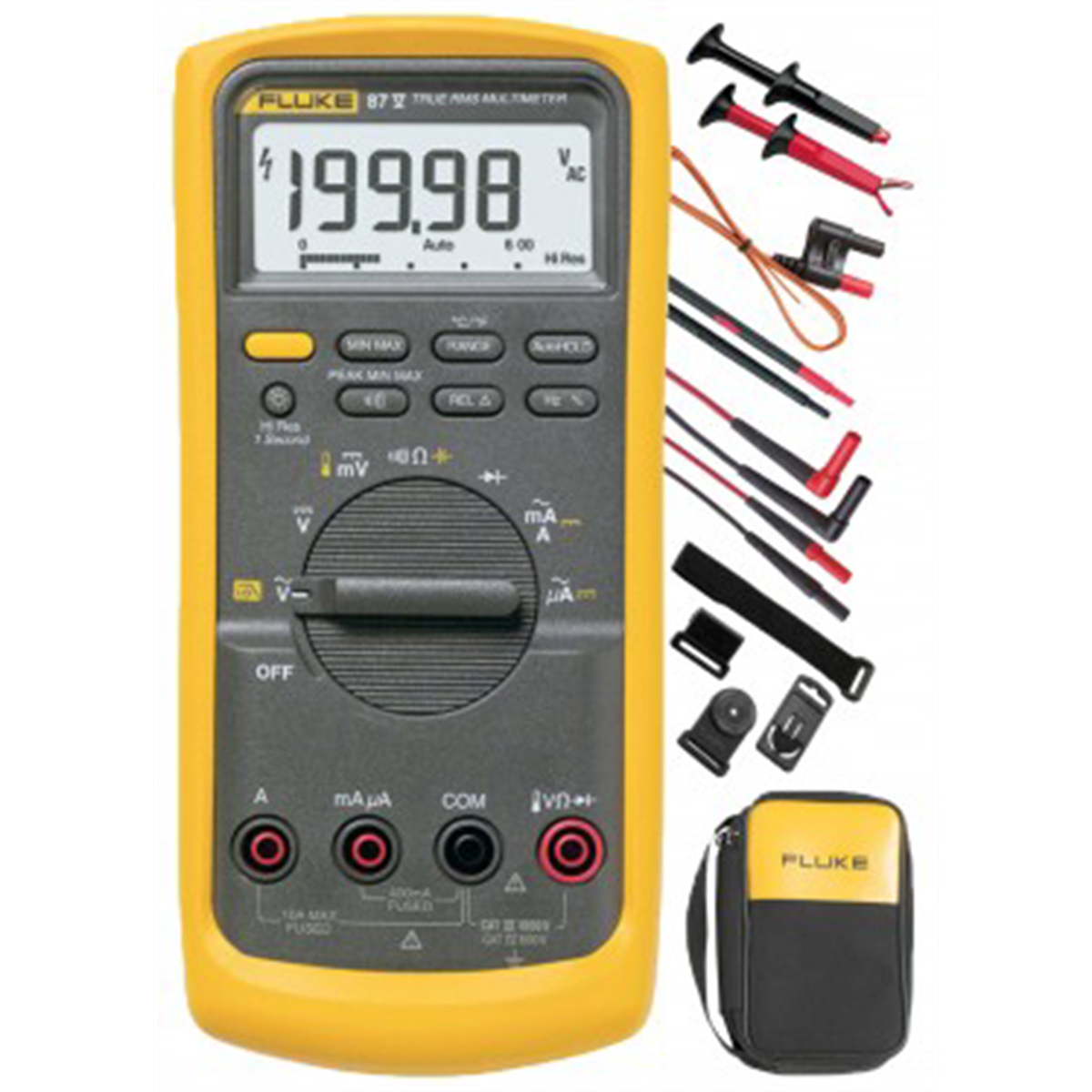 Fluke 87-5-E2KIT Industrial True-RMS Multimeter Combo Kit with Thermometer and Low-Pass Filter