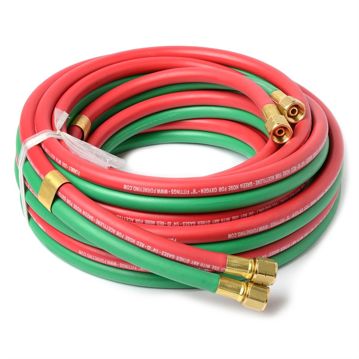Forney 86145 R-Grade Oxy-Acetylene Hose 1/4 in x 25 ft Red Acetylene Green Oxygen