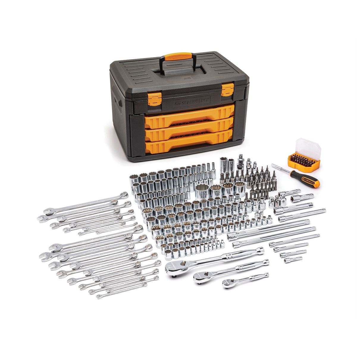 Gearwrench 80972 243-Piece Mechanics Tool Set with 12-Point Sockets and 90-Tooth Ratchets