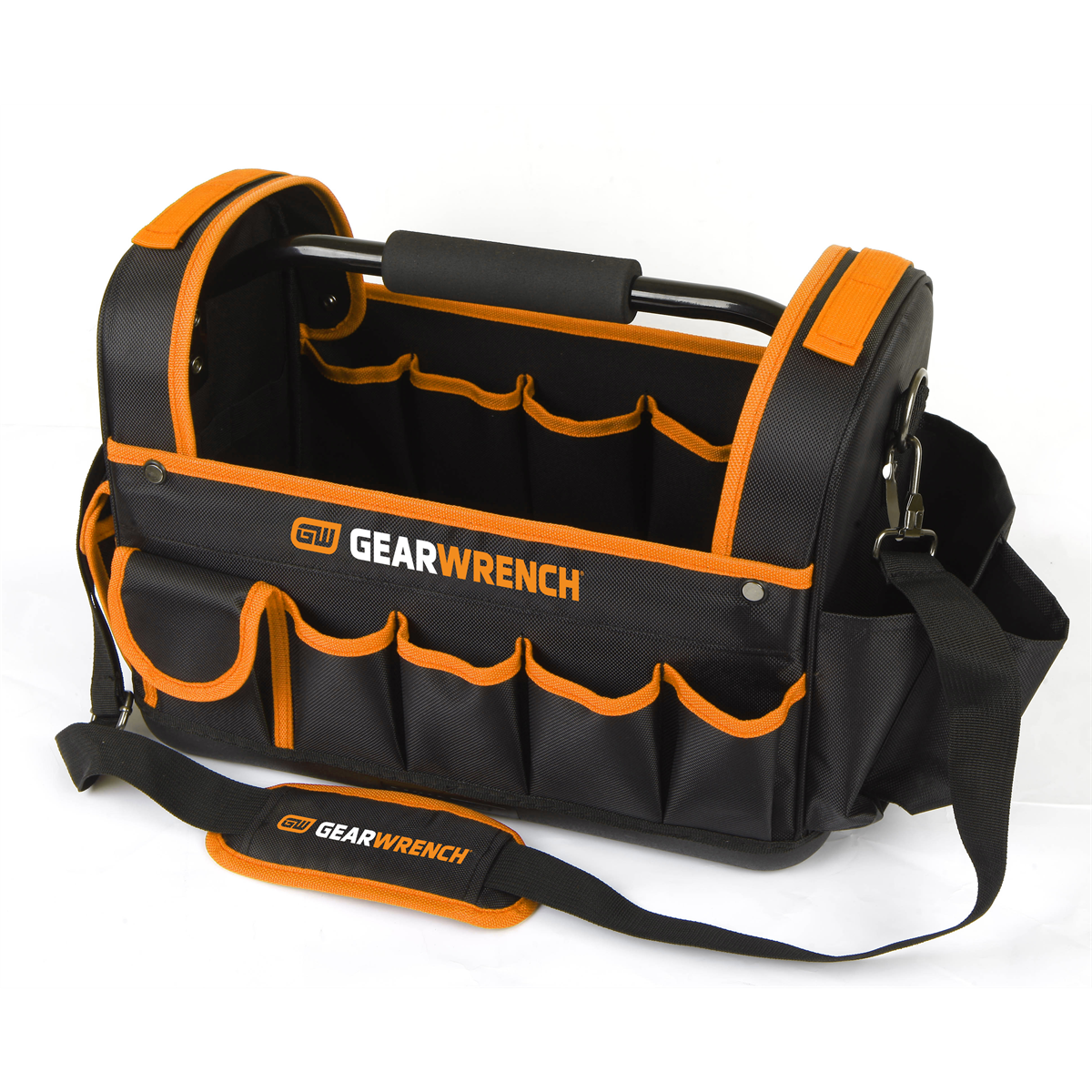 Gearwrench 83146 16-Inch Tote Bag with Padded Handle, reinforced bottom and multiple pockets for