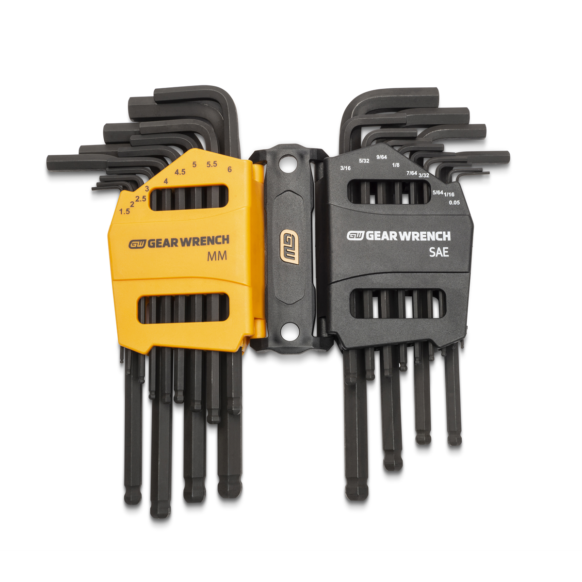 Gearwrench 83505 26-Piece SAE/Metric Ball End Long Arm Hex Key Set, alloy steel construction for