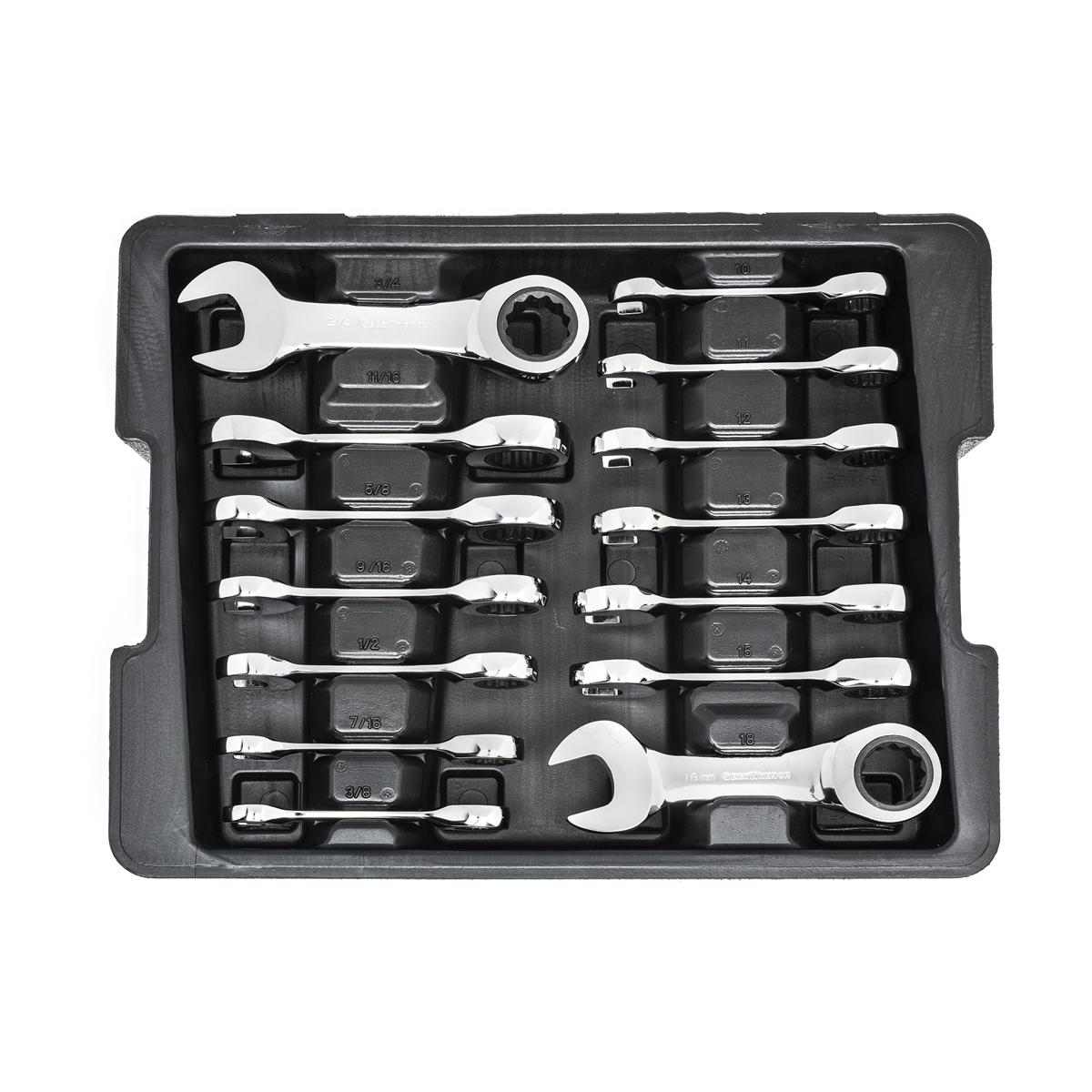 Gearwrench 14-Piece 72-Tooth 12-Point Stubby Ratcheting SAE/Metric Combination Wrench Set 85206