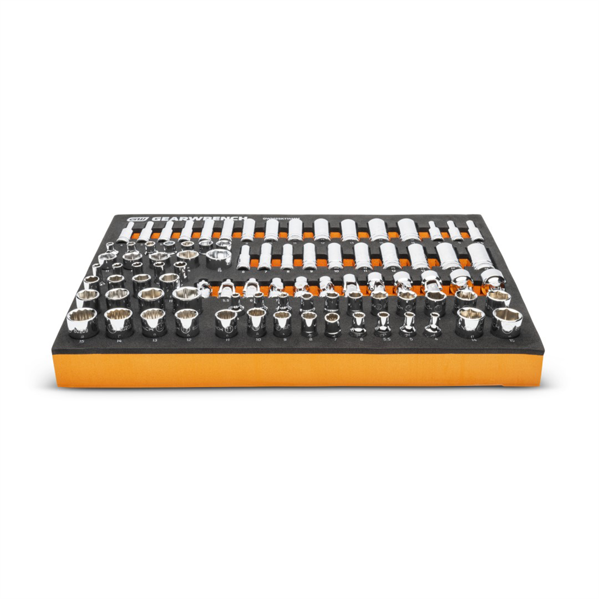 Gearwrench GWMSSKT14MM 89-Piece 1/4" Drive Metric Socket Set with Orange/Black Foam Storage Tray