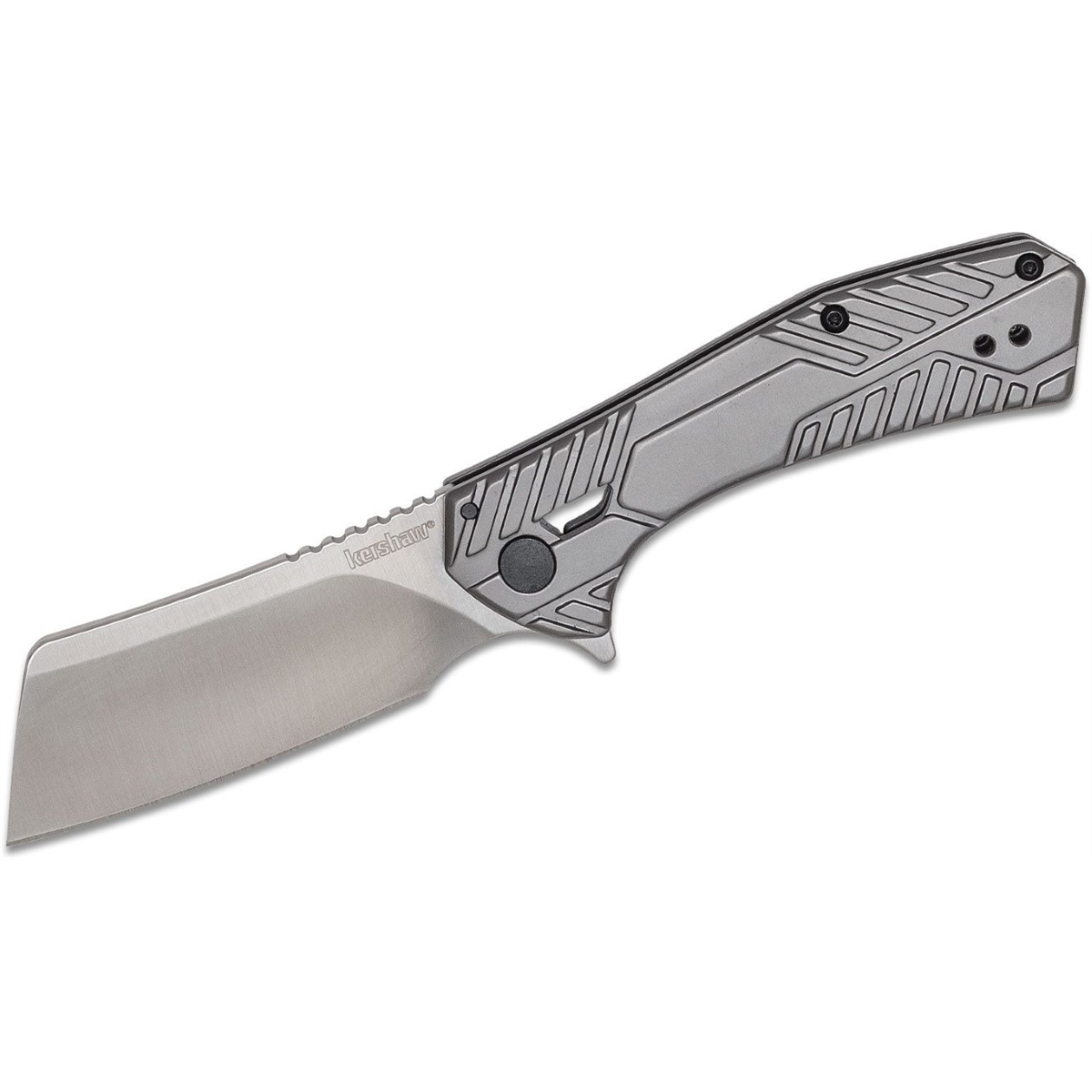 Kershaw Static Frame Lock Cleaver Pocket Knife - Model 3445, Gray Handle