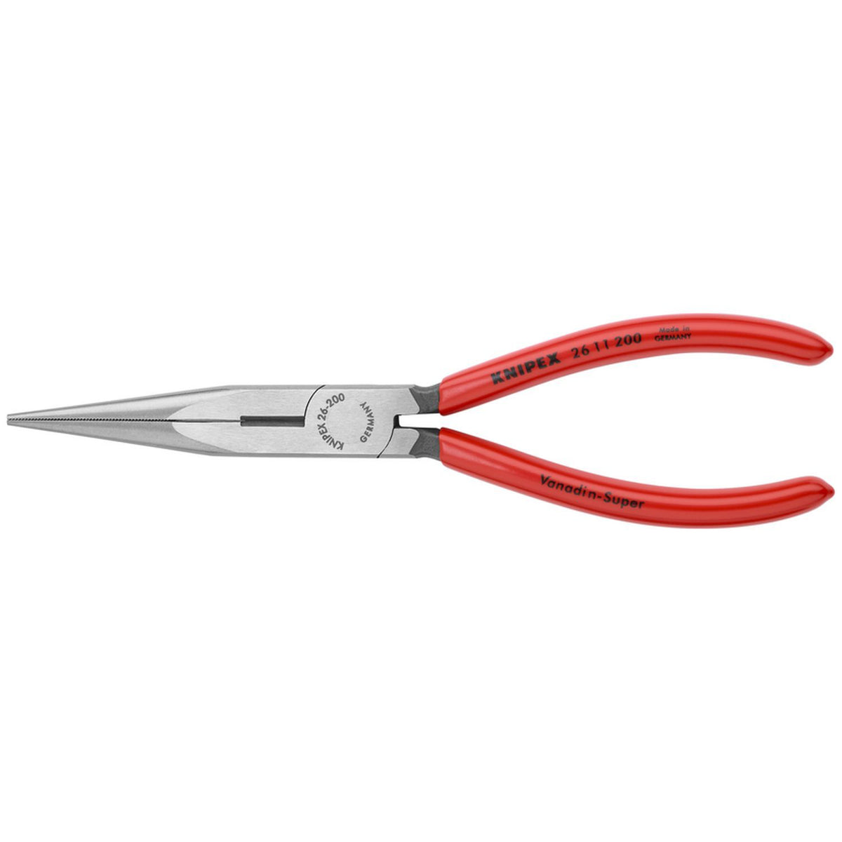 Knipex 2611200 Long Nose Pliers with Cutter 8" Plastic, flexible precision tips, bulk