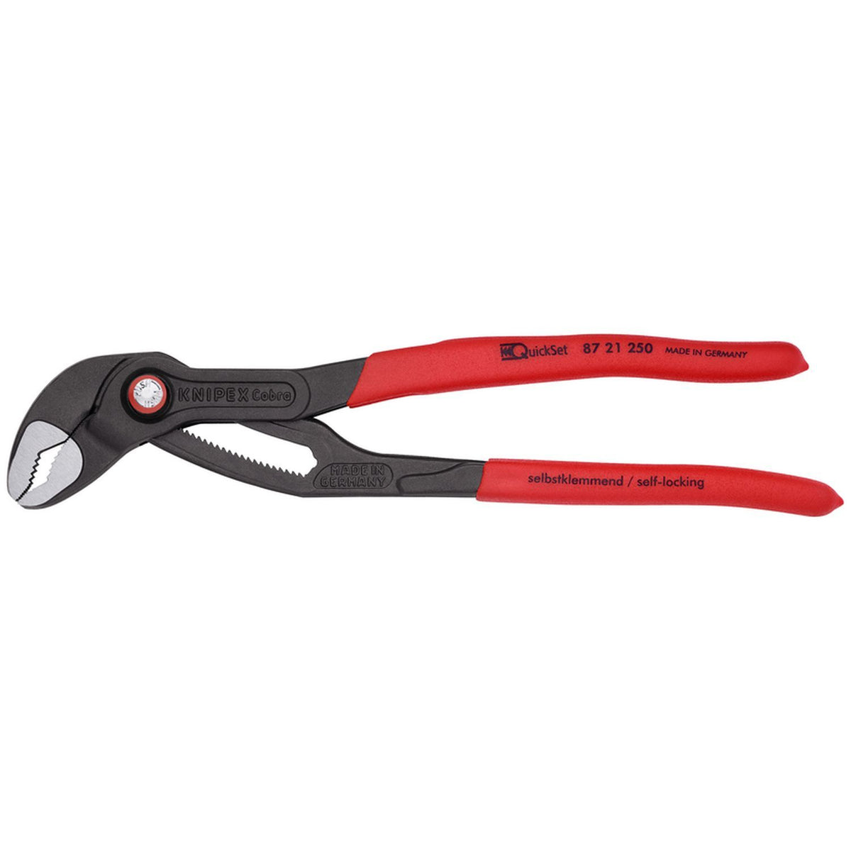 Knipex 8721250 Cobra QuickSet Water Pump Pliers, 10 in Non-Slip Plastic Handles