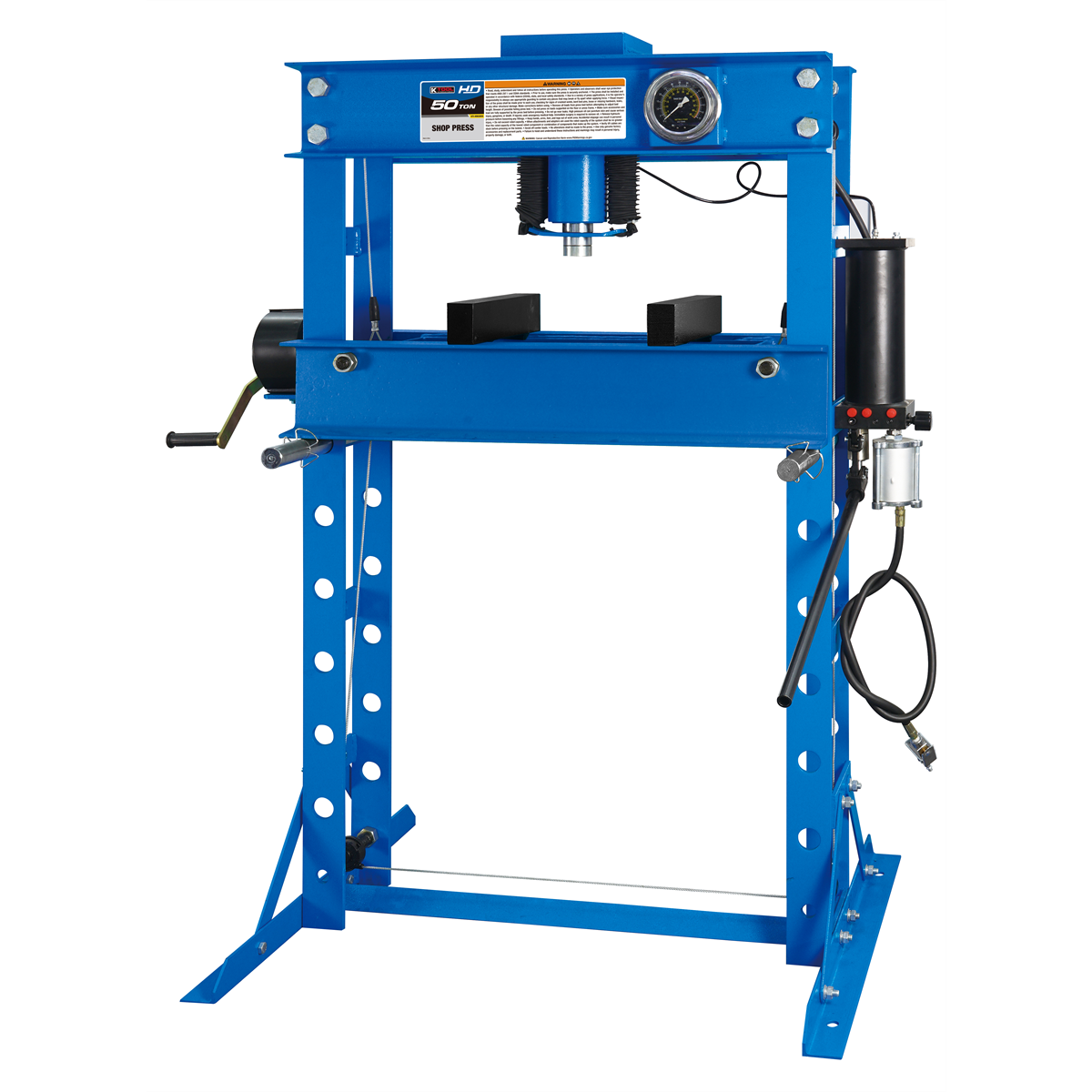 K Tool Shop Press HD63650 50 Ton Air/Hydraulic with Steel Frame and Heat-Treated Ram