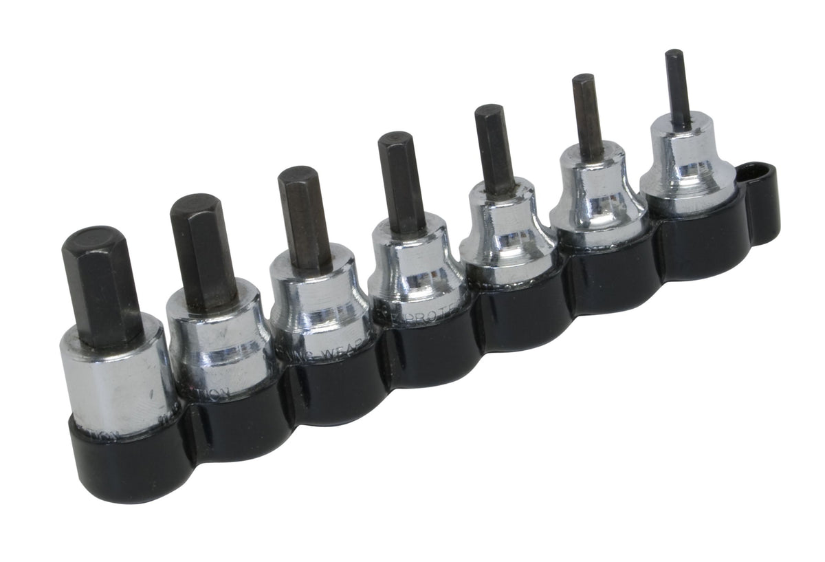 Lisle Hex Wrench Set 13600, Heat-Treated Alloy Steel Bits, Chrome-Plated Sockets, Vinyl Storage