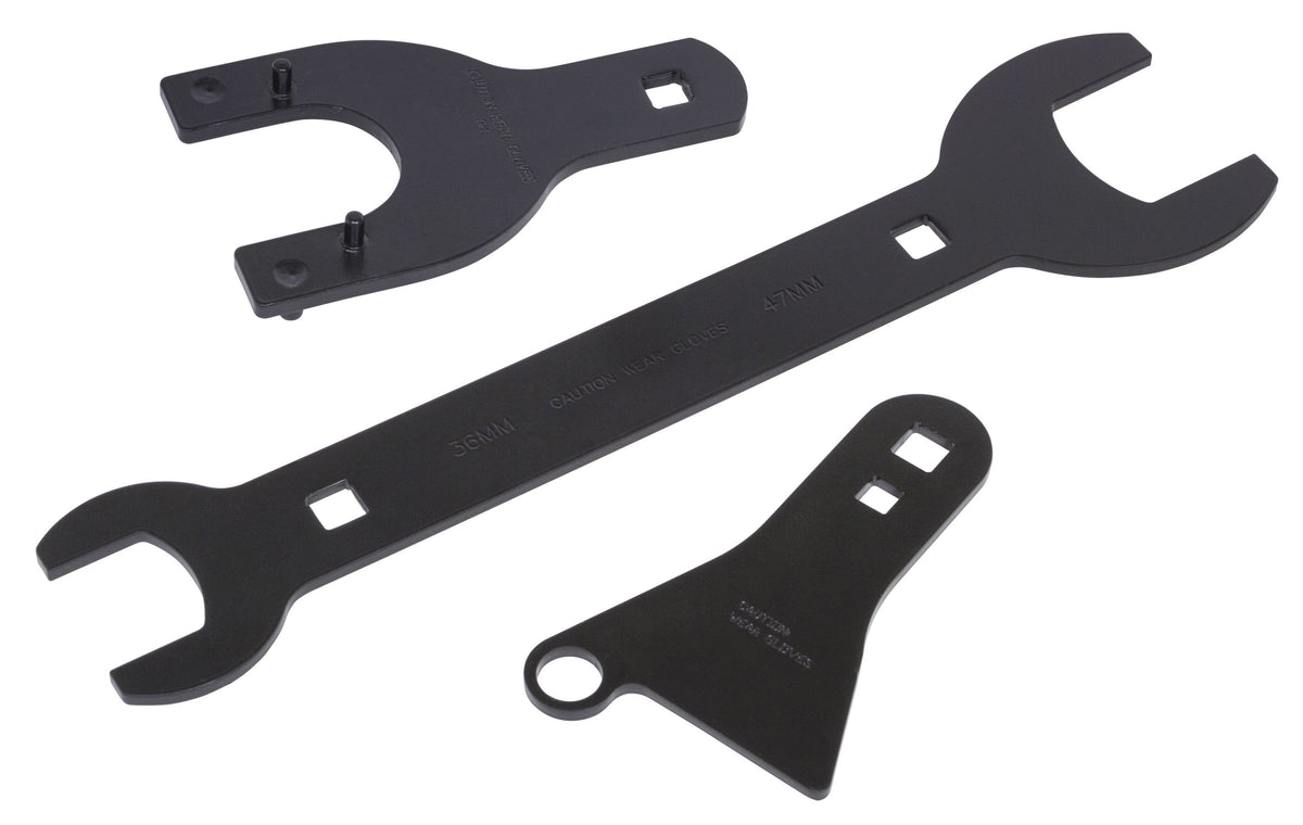 LISLE Fan Clutch Wrench Set 43600, double-ended tools for 36 mm and 47 mm pulleys with 1/2 in
