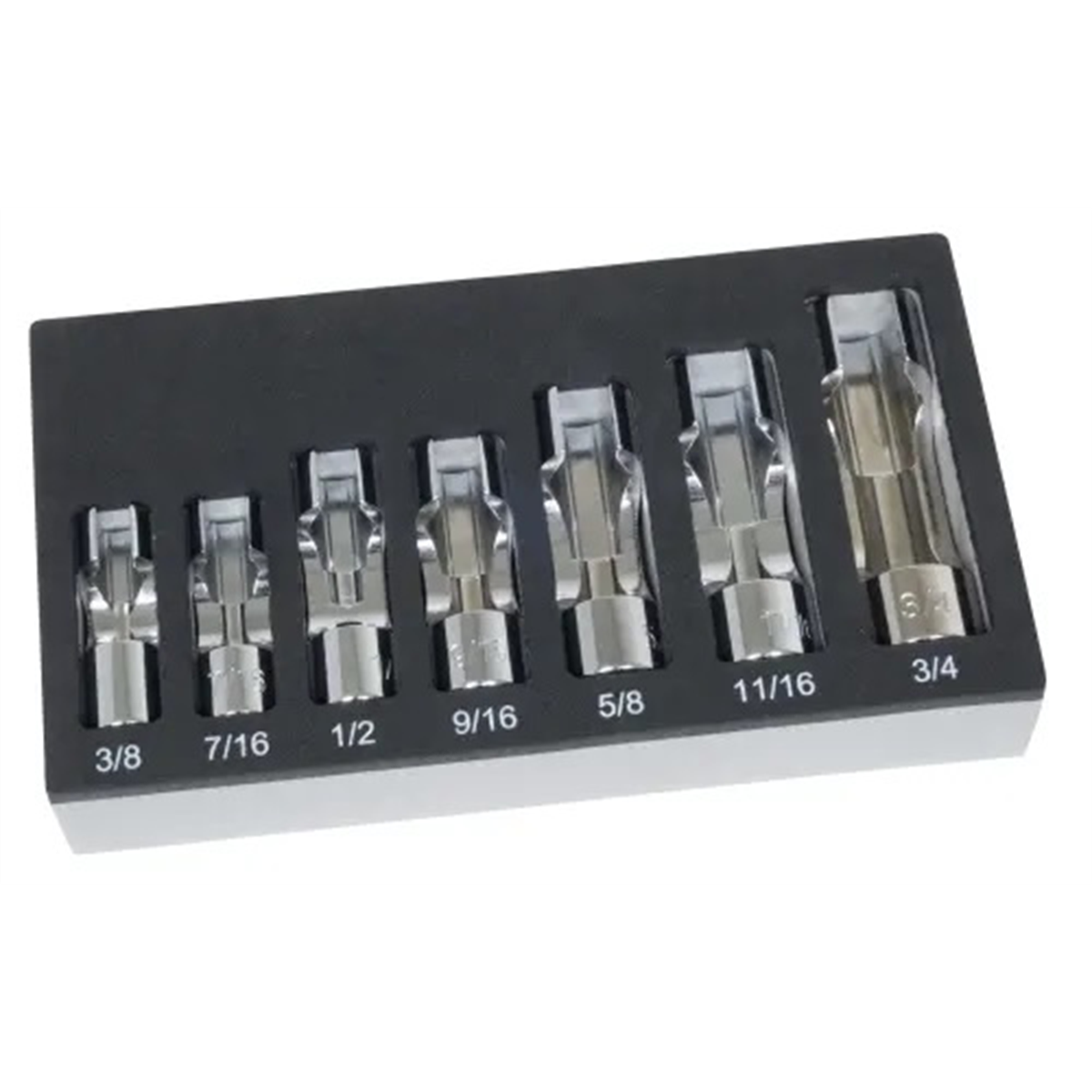LISLE SAE Flare Nut Socket Set 13180 7-Pc Chrome Finish Includes 3/8" to 3/4" for Sensors and