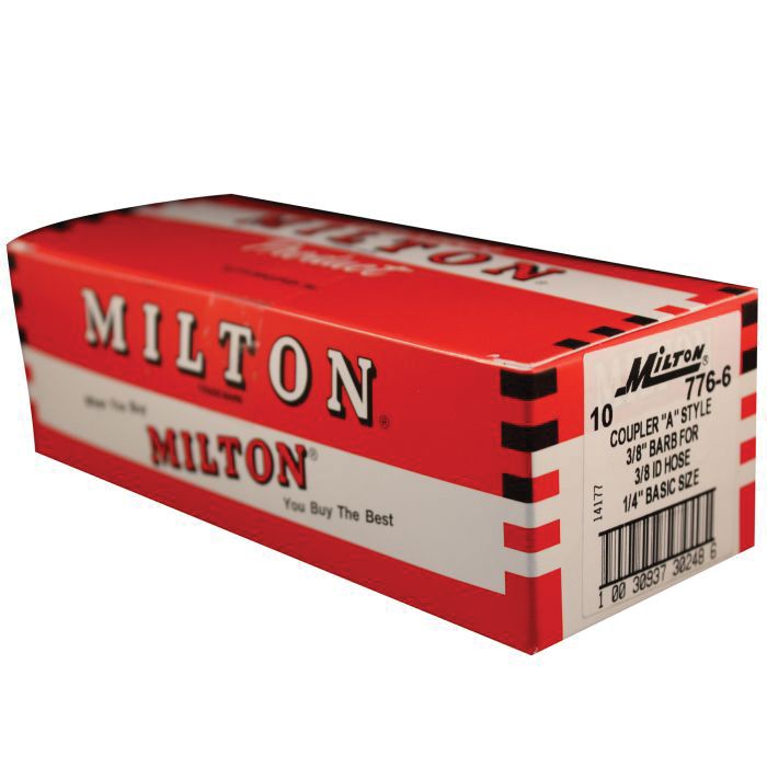 Milton 776-6 A-Style Coupler with 3/8 in Hose Barb Steel, Up to 34 scfm
