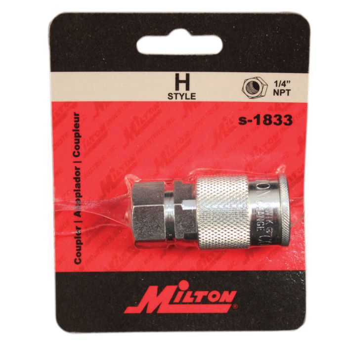 Milton S-1833 H-Style 1/4 in FNPT Steel Coupler, 67 scfm, 300 psi