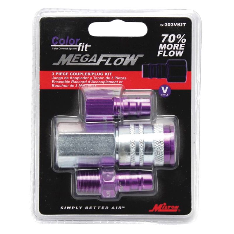 Milton V-Style Coupler and Plug Kit S-303VKIT Purple 1/4 in