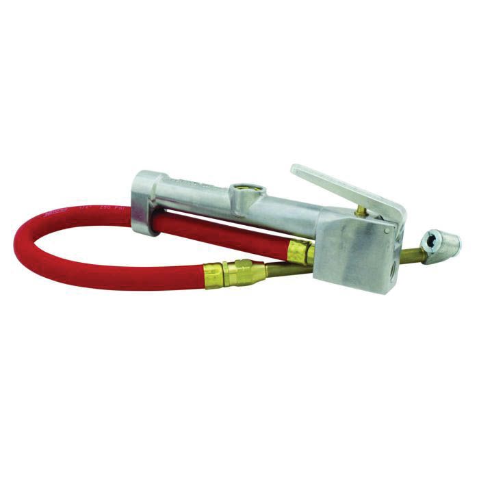 Milton S-506 Dual Head Tire Inflator Gauge Aluminum Silver with 15 in Hose and Swivel Chuck