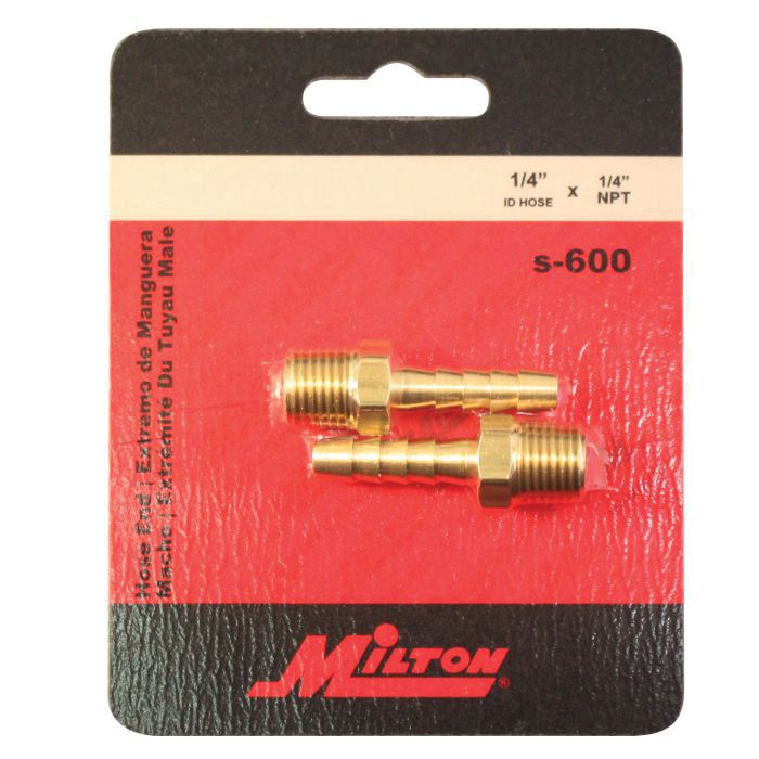 Milton S-600 1/4 in MNPT Brass Hose End Fitting for 1/4 in Hose