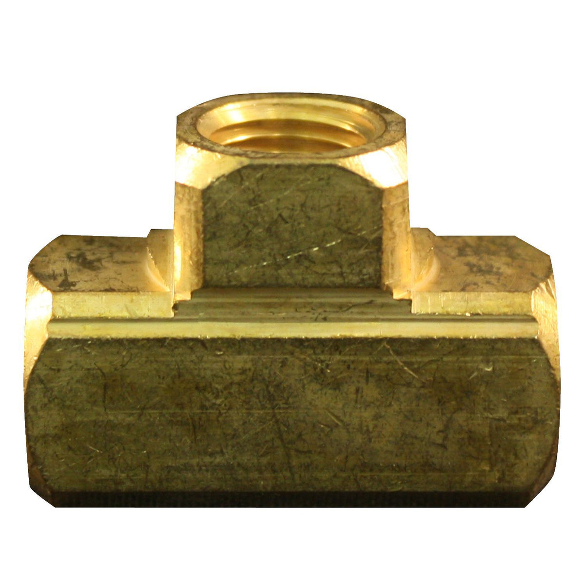 Milton S-655 Female T-Style 1/4 in NPT Brass Tee - Three-Port Air Line Splitter for Shop Tools