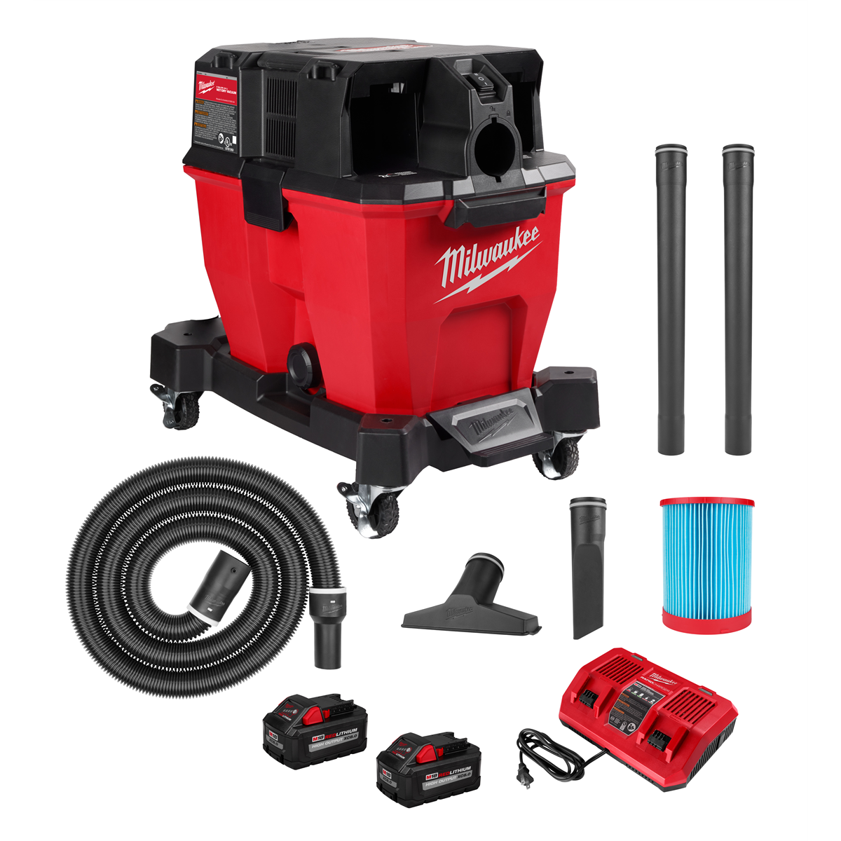 Milwaukee Tools M18 FUEL 9-Gallon Dual-Battery Wet/Dry Vacuum Kit 0920-22HD with Two