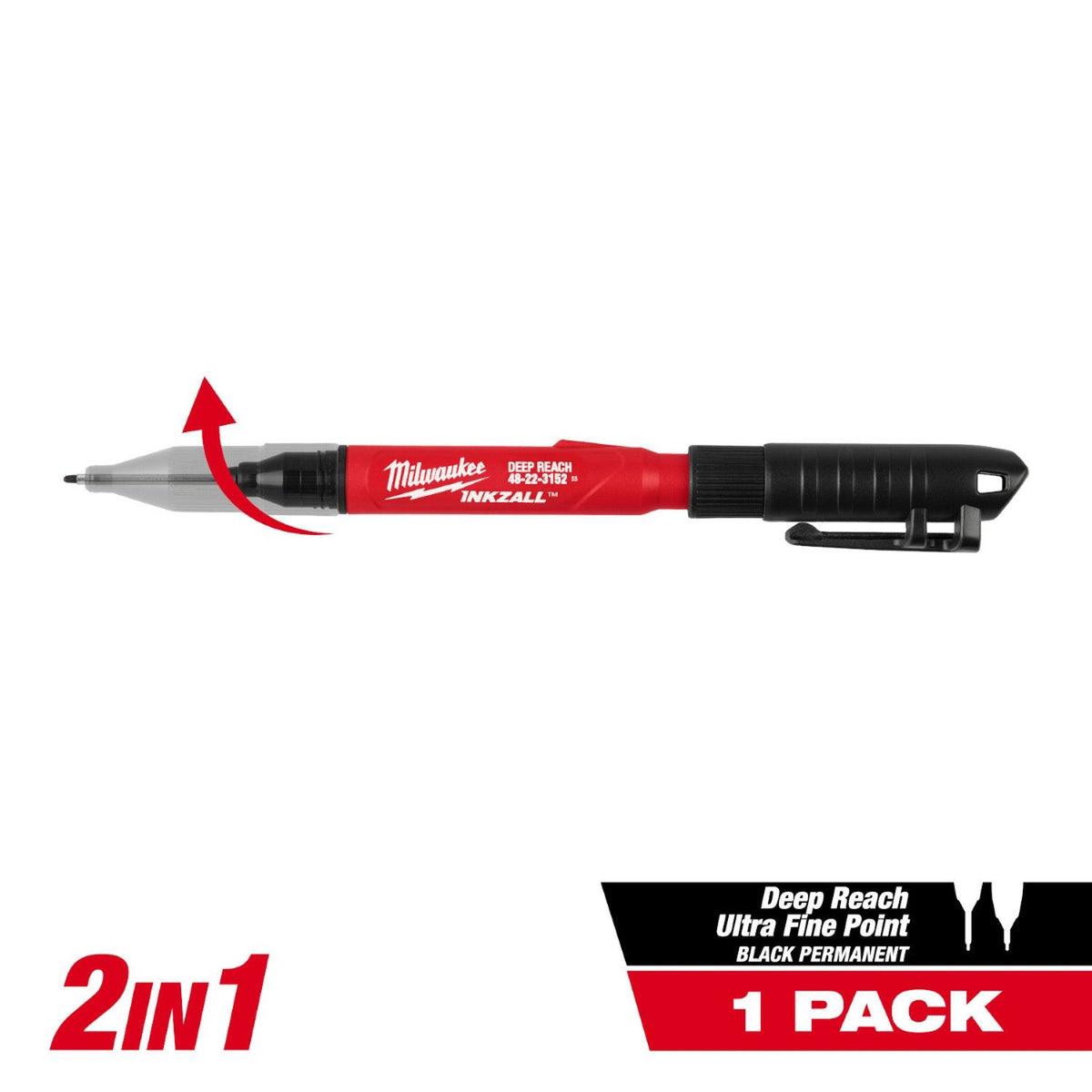 Milwaukee Tools INKZALL 2IN1 Fine Point Marker 48-22-3152 with Adjustable Tip
