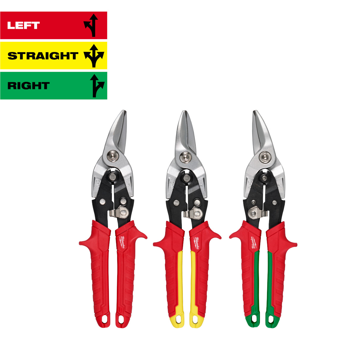 Milwaukee Tools Aviation Snip Set 48-22-4563 3-Piece with forged laser-hardened blades and